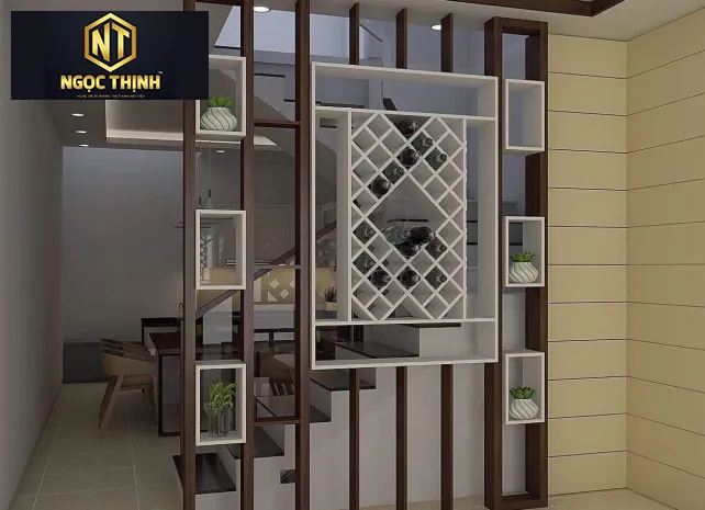 Xưởng Nội Thất Ngọc Thịnh - Vách ngăn phòng khách có kệ tivi Xưởng Nội Thất Ngọc Thịnh - Vách ngăn phòng khách có kệ tivi